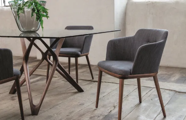 Celine armchair with fabric upholstery and solid wood frame by Porada