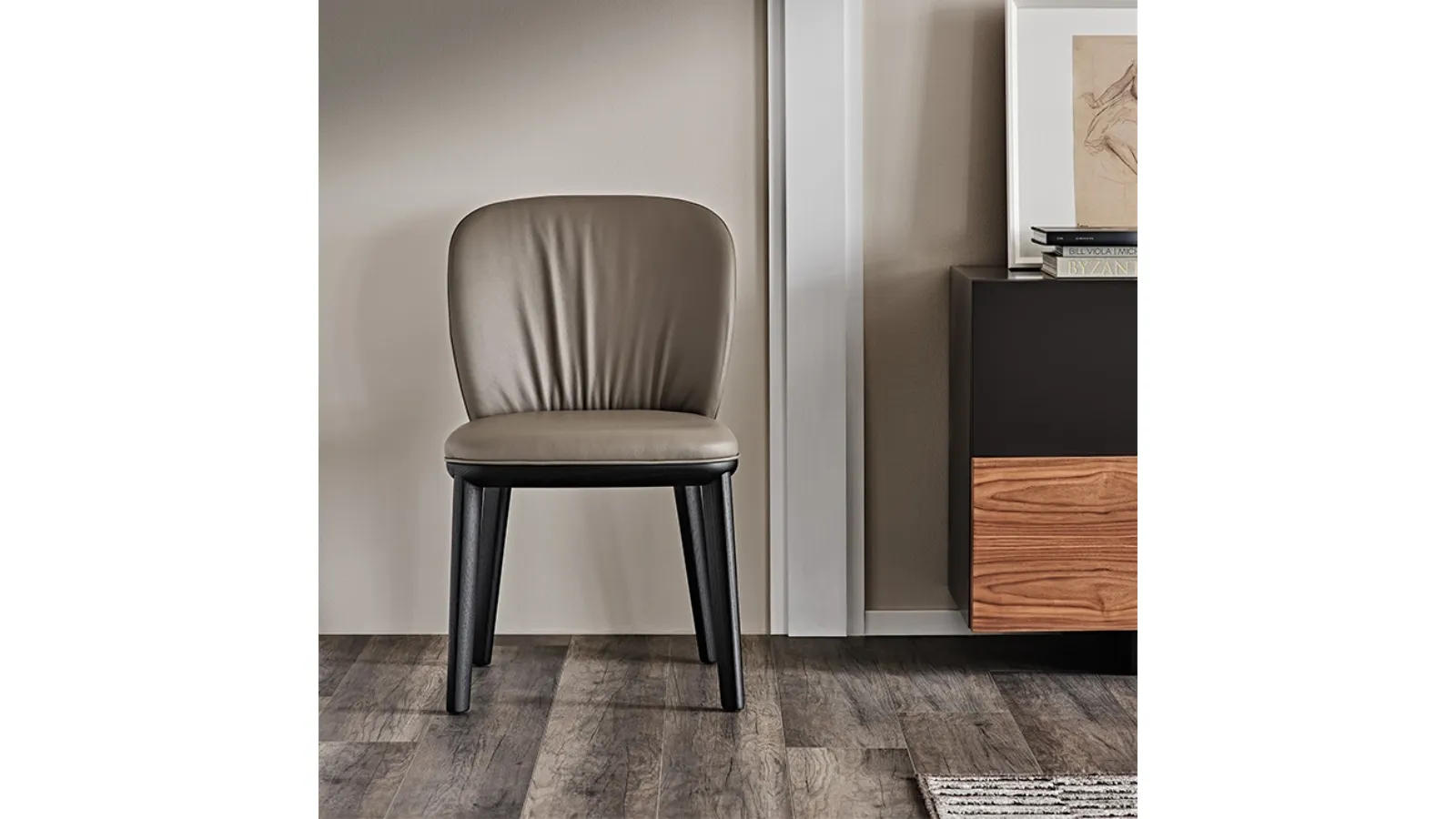 Wooden chair with leather upholstery Chris by Cattelan Italia