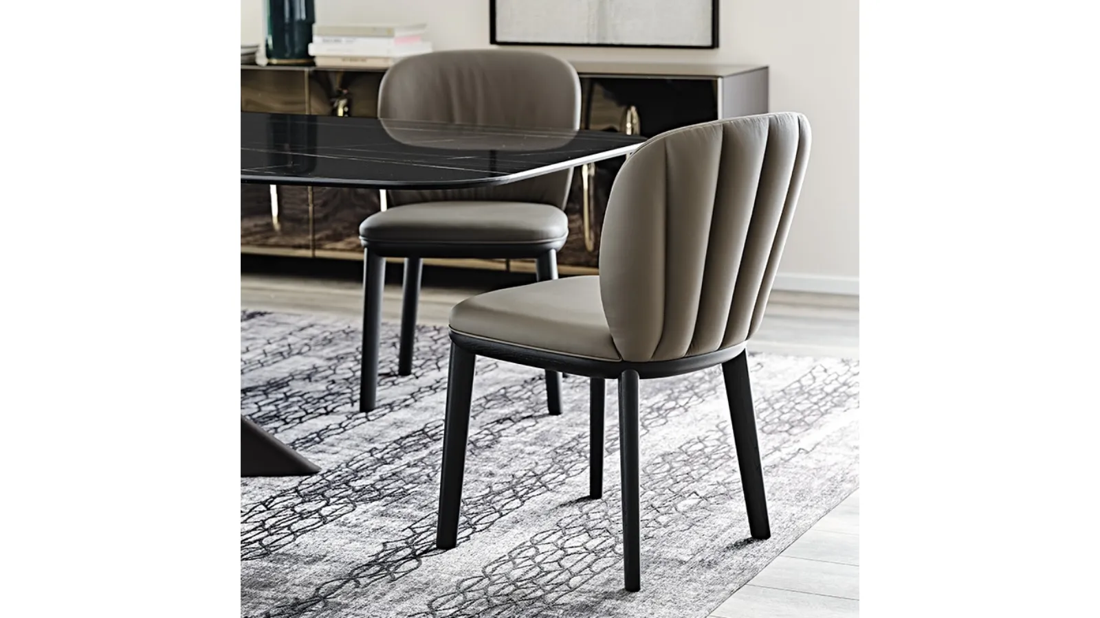 Chrishell wooden chair with leather upholstery by Cattelan Italia
