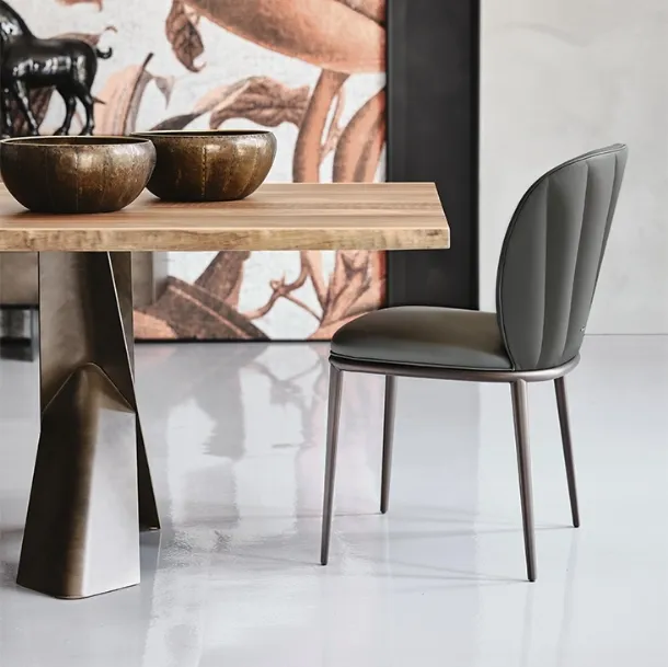 Christell ML leather chair with metal frame by Cattelan Italia