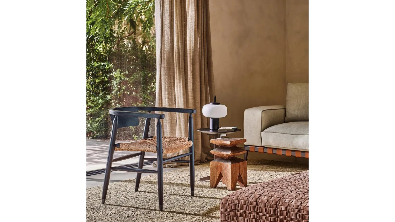 Doris Chair in solid wood and straw by Flexform