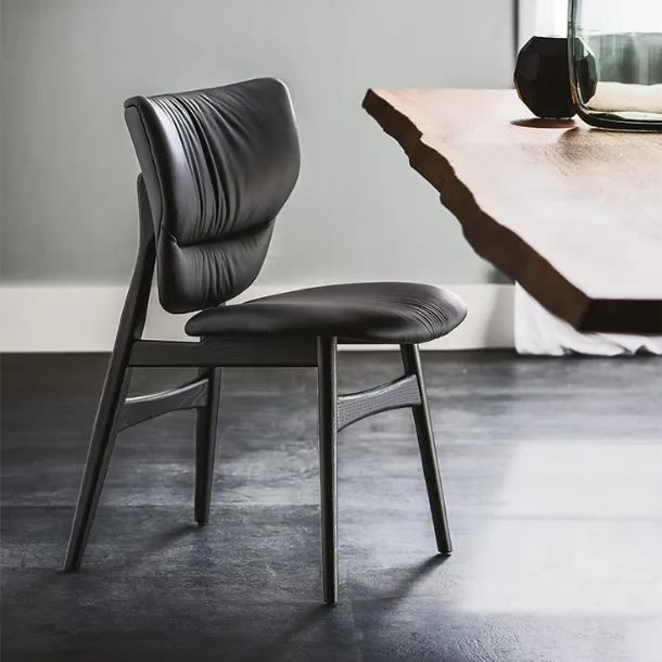 Wooden chair with leather seat and backrest Dumbo by Cattelan Italia