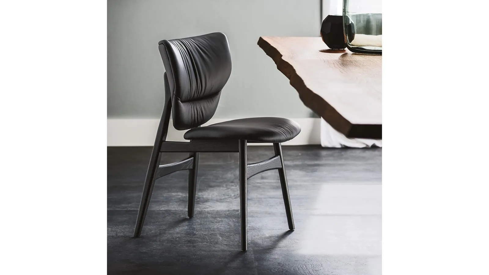 Wooden chair with leather seat and backrest Dumbo by Cattelan Italia