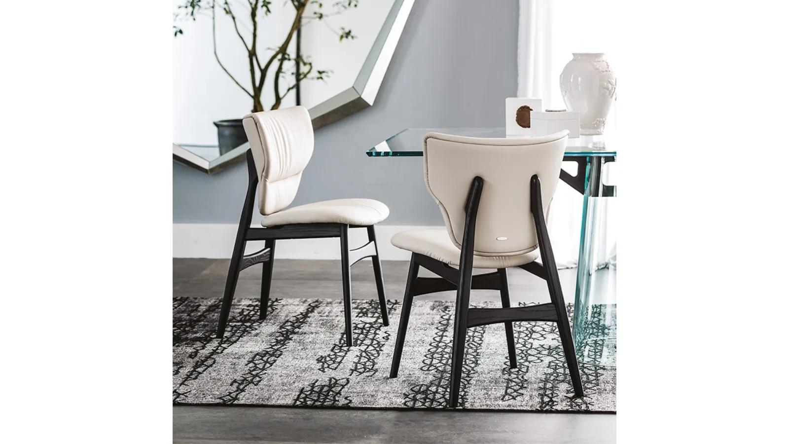 Dumbo wooden chair with leather seat and backrest by Cattelan Italia