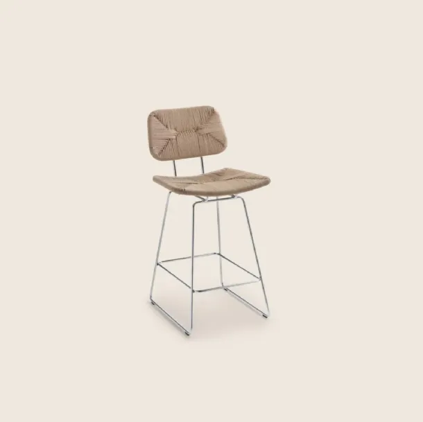 Echoes stool in metal and river reed by Flexform