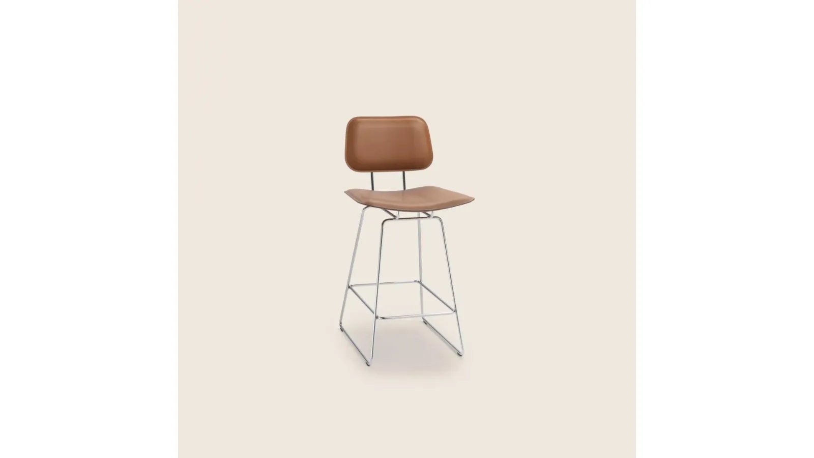 Echoes SH Stool with Leather Seat and Metal Base by Flexform