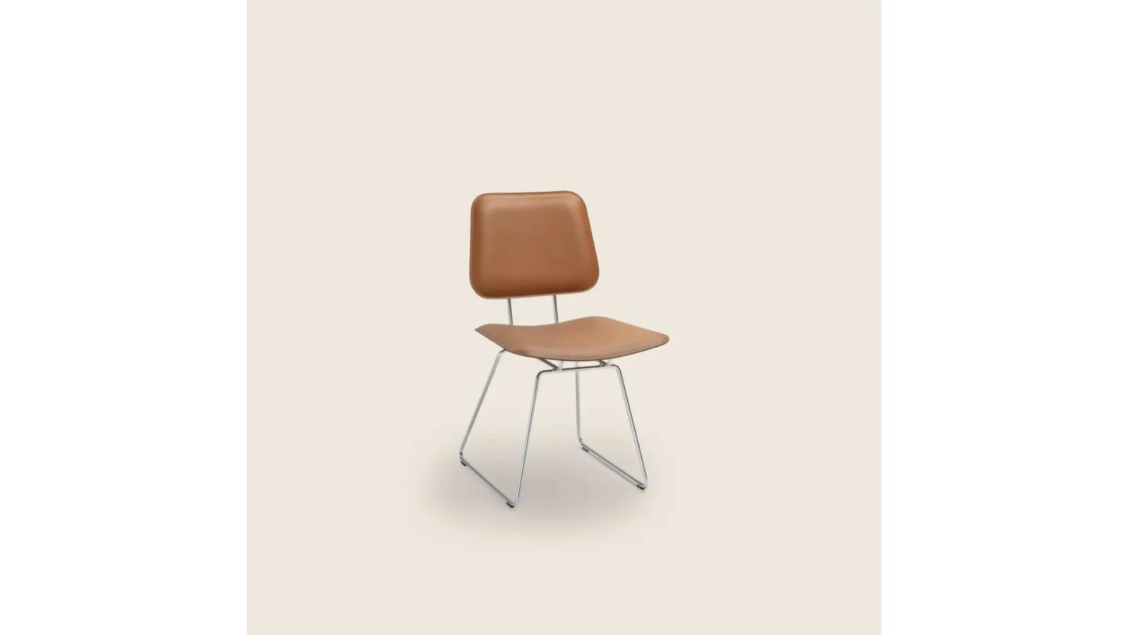 Echoes SH chair in leather with metal frame and wooden armrests by Flexform