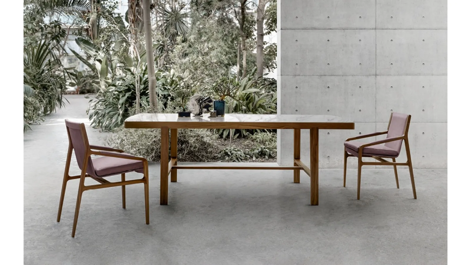 Ester chair upholstered in leather with a solid wood frame by Alivar