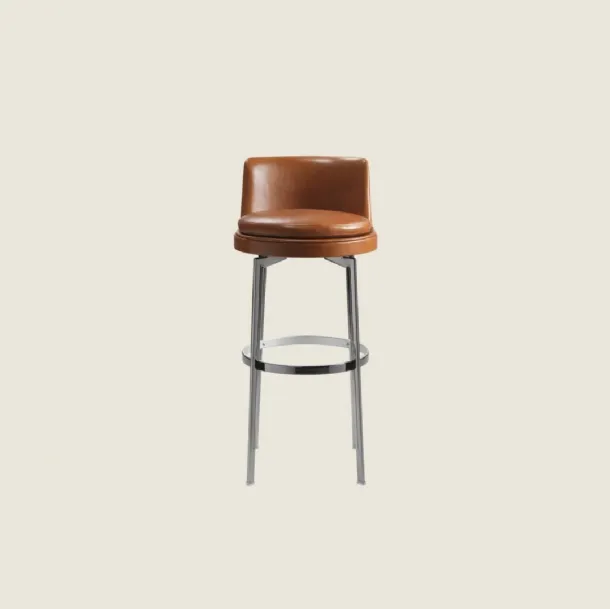 Feel Good Stool in leather and metal by Flexform