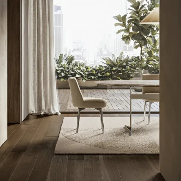 Feel Good Chair with upholstered fabric and metal legs by Flexform