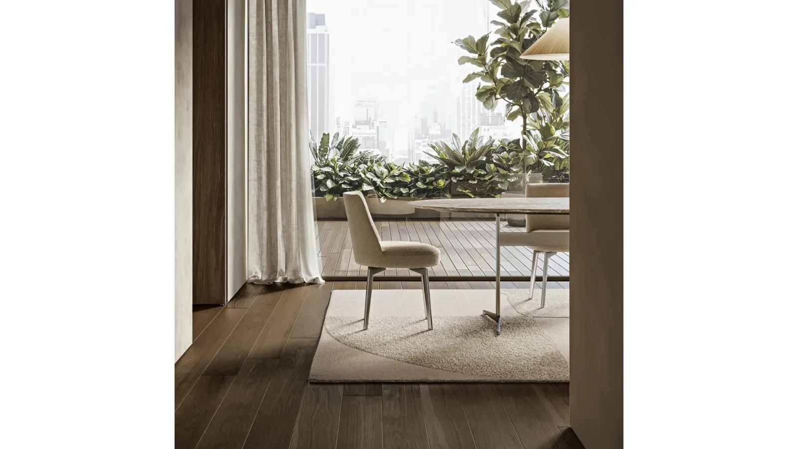 Feel Good Chair with upholstered fabric and metal legs by Flexform