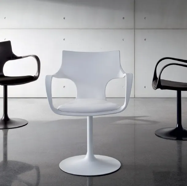Flûte Swivel Chair with Polypropylene Shell and Metal Base by Sovet