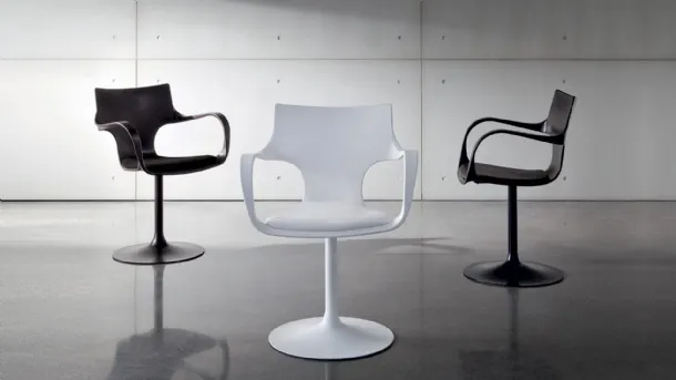 Flûte Swivel Chair with Polypropylene Shell and Metal Base by Sovet