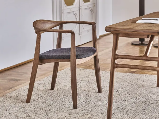 Frida wooden chair with upholstered seat by Porada