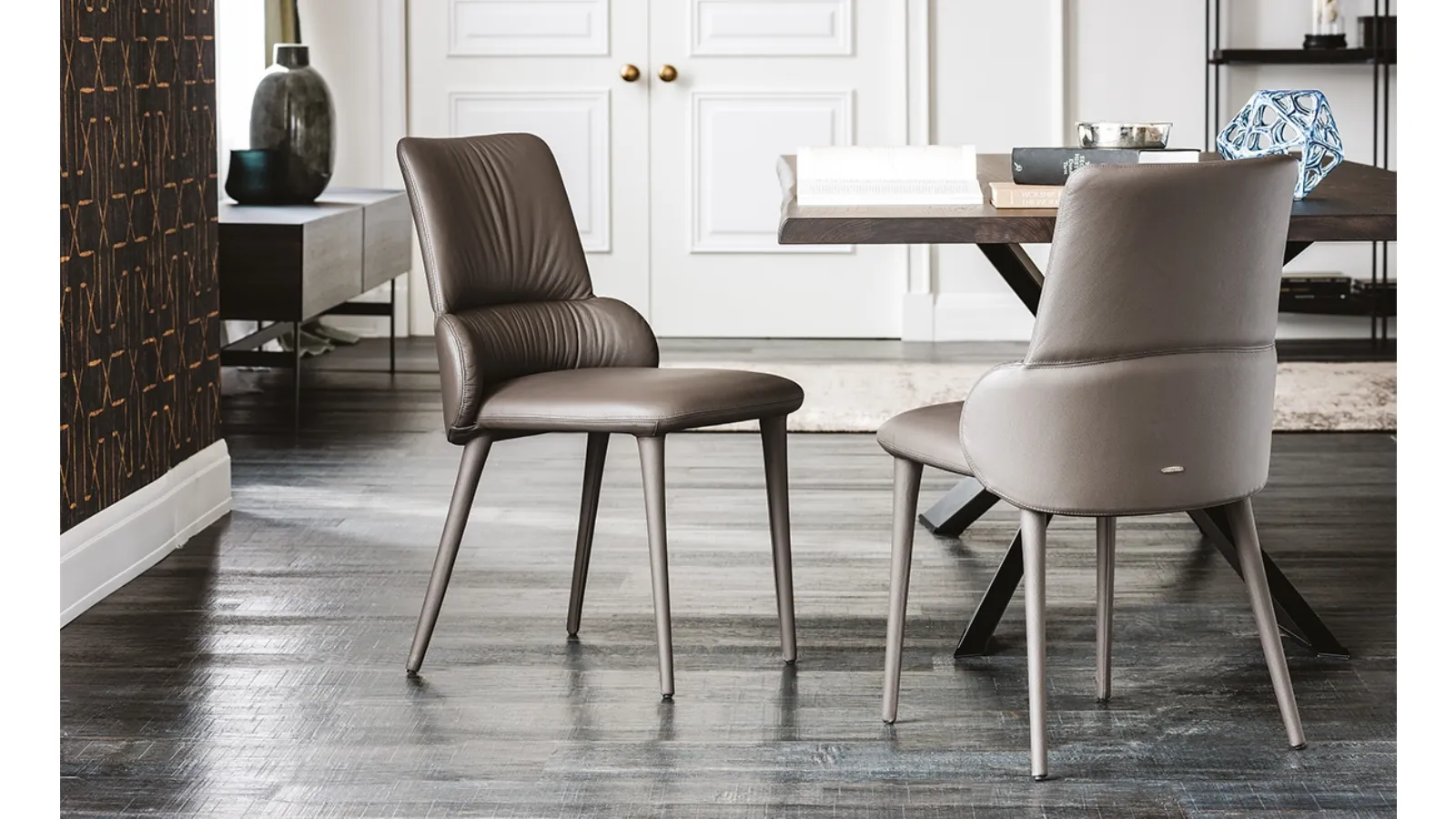 Eco-leather chair with Ginger metal frame by Cattelan Italia