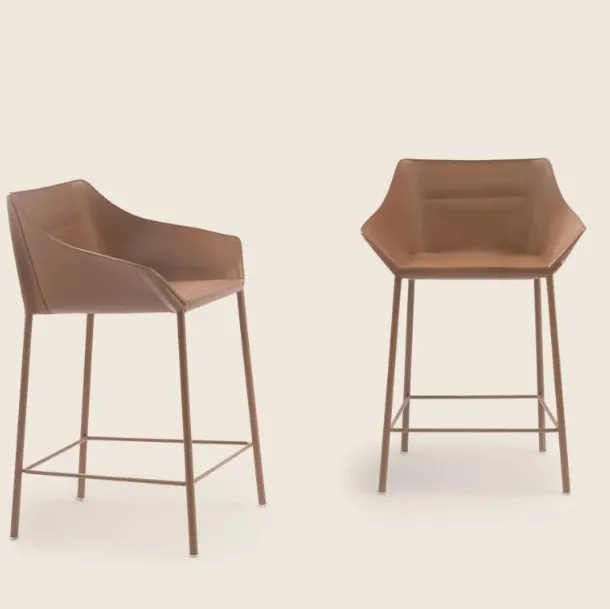 Haiku Stool in leather and metal by Flexform