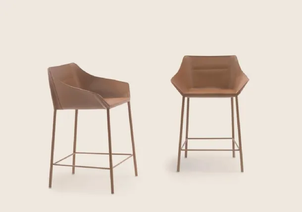 Haiku Stool in leather and metal by Flexform
