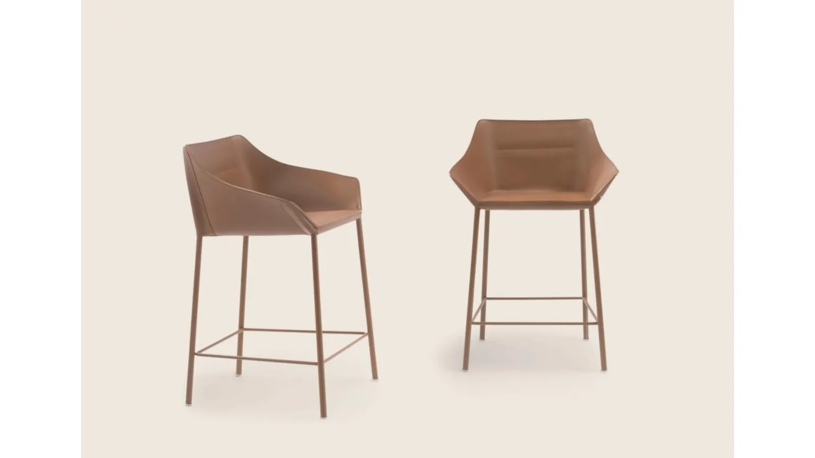 Haiku Stool in leather and metal by Flexform