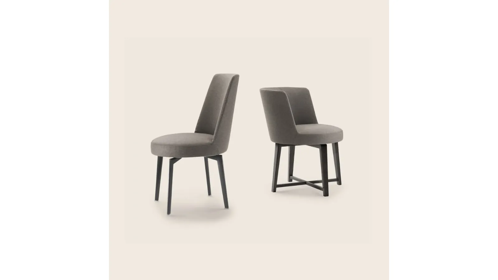 Hera fabric chair with solid wood legs by Flexform