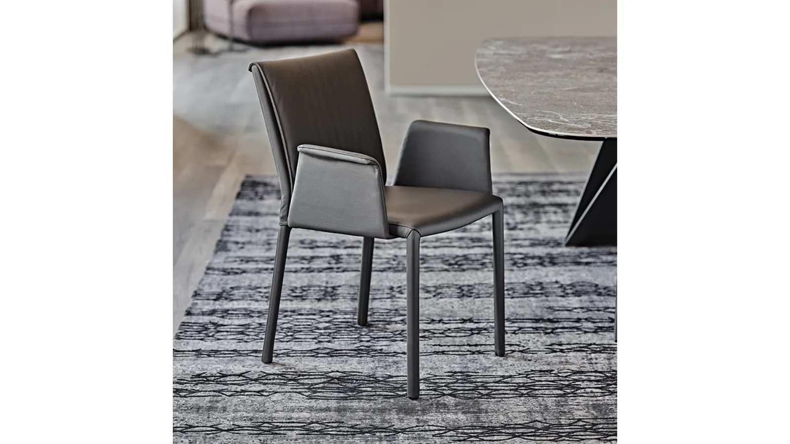 Eco-leather chair with armrests Italia by Cattelan Italia