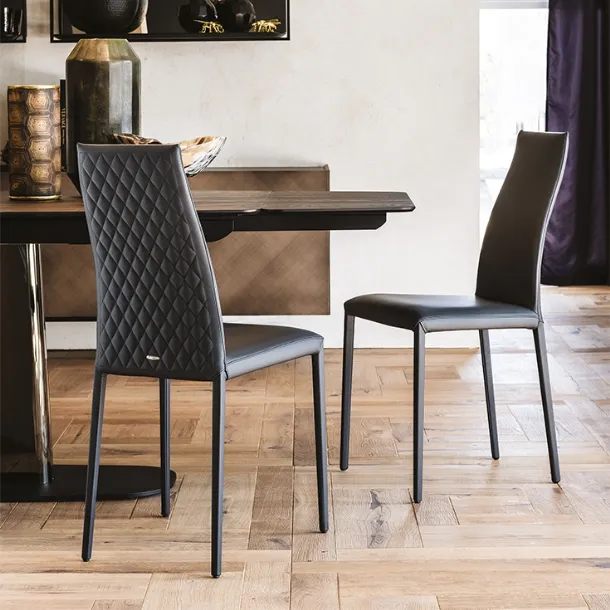 Kay Couture leather chair with quilted backrest by Cattelan Italia