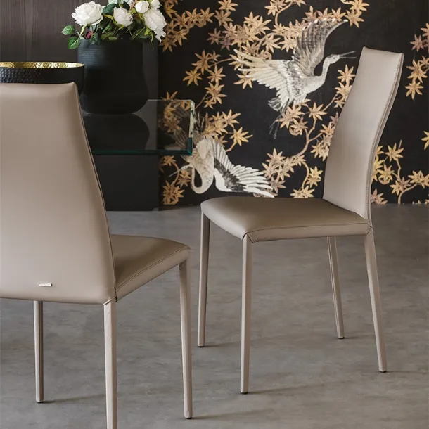 Upholstered leather chair Kay by Cattelan Italia