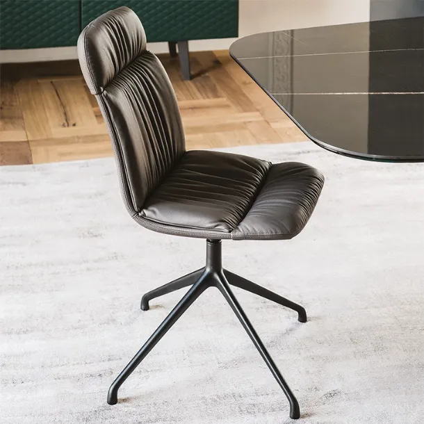 Steel chair with Kelly leather upholstery by Cattelan Italia