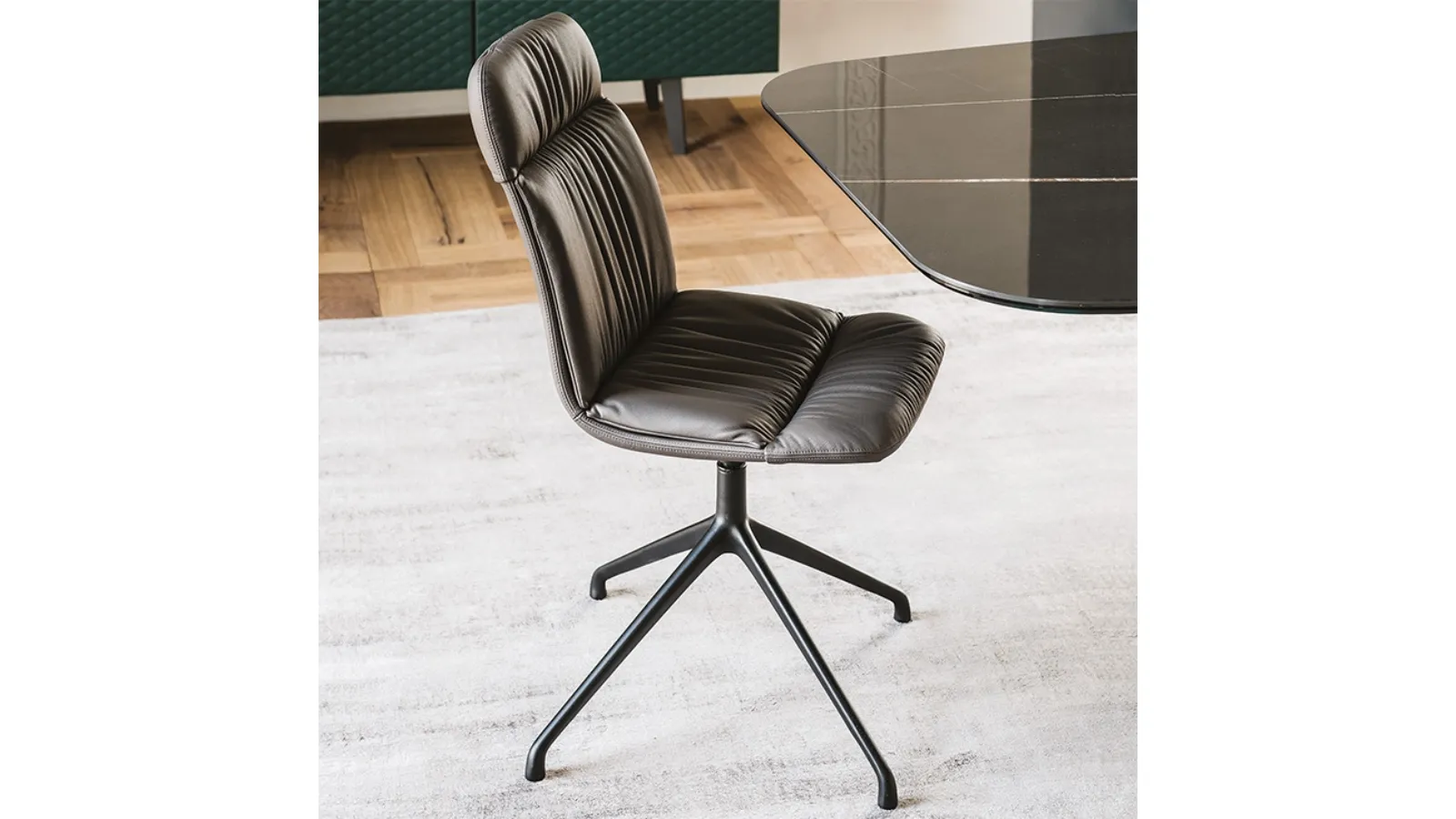 Steel chair with Kelly leather upholstery by Cattelan Italia