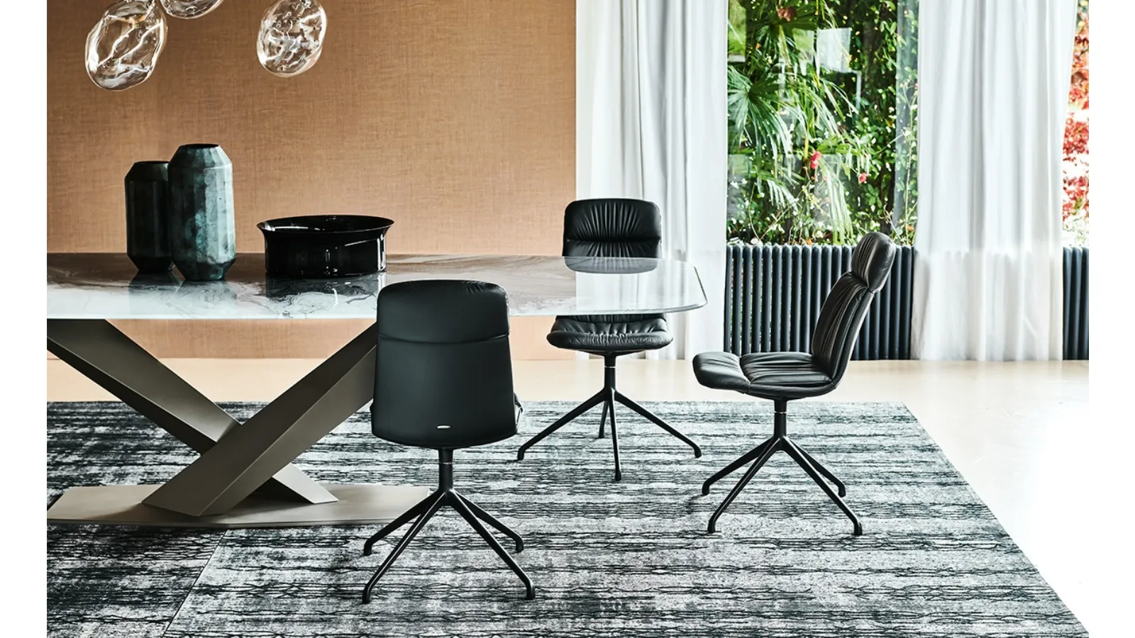 Steel chair with Kelly leather upholstery by Cattelan Italia