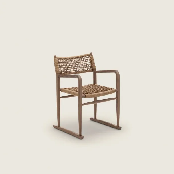 Kim SH Cord Chair in leather and wood by Flexform