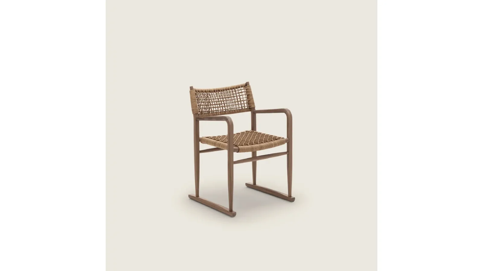 Kim SH Cord Chair in leather and wood by Flexform