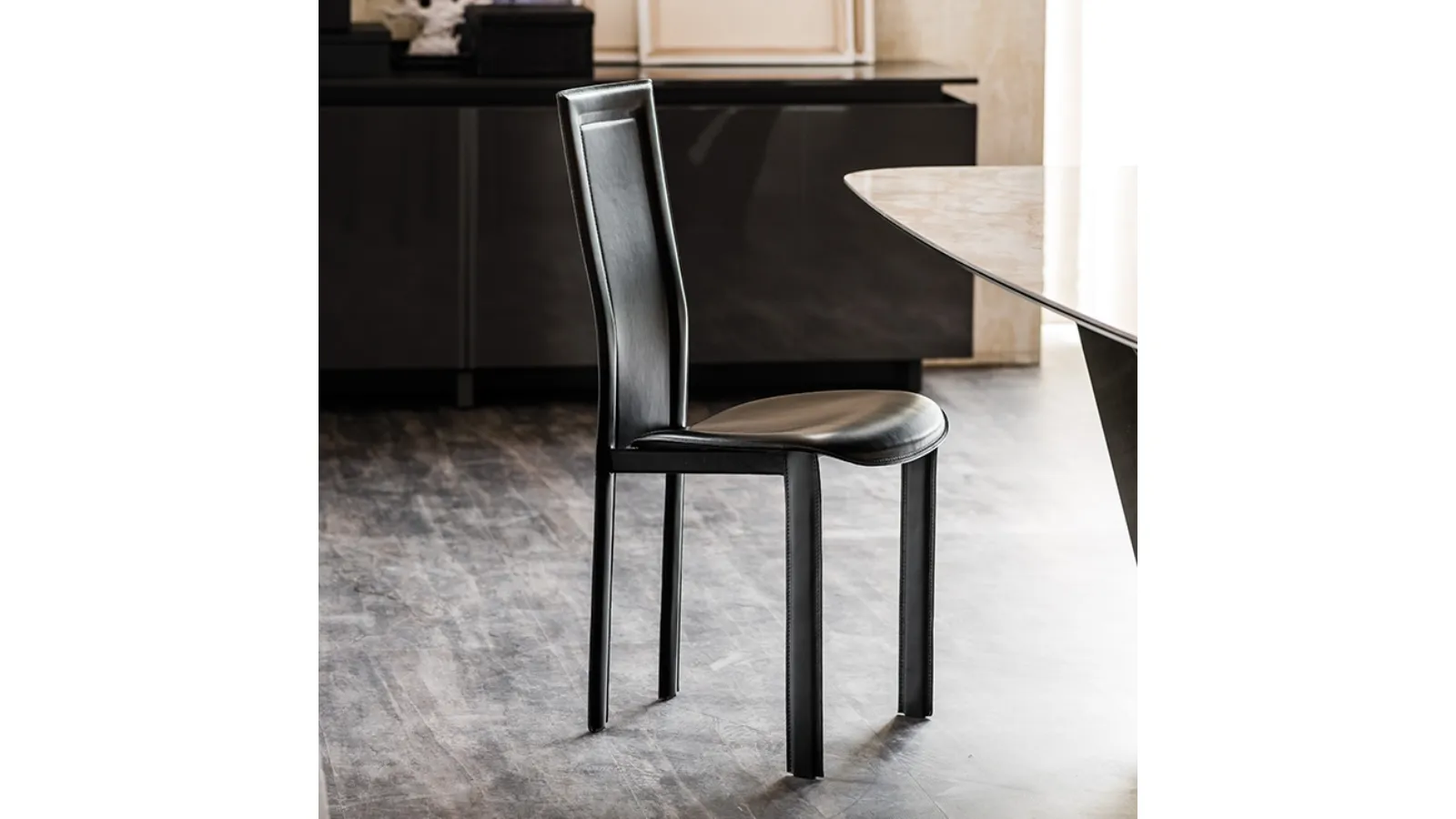 Lara steel chair with leather upholstery by Cattelan Italia