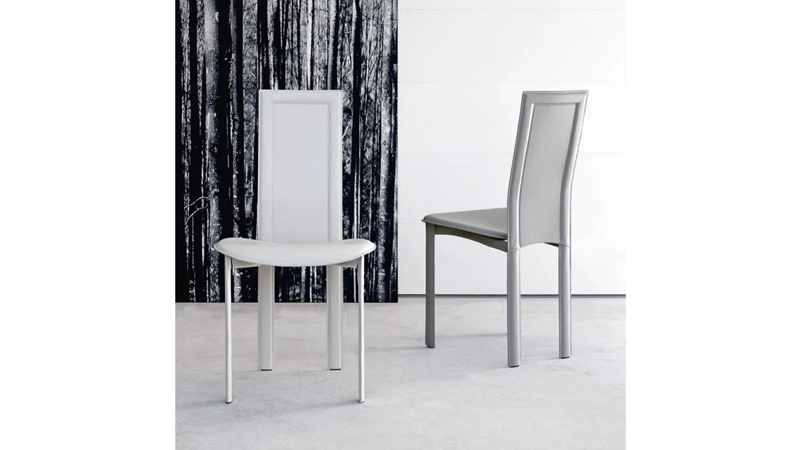 Steel chair with leather upholstery Lara by Cattelan Italia