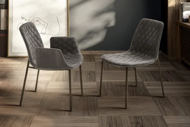 Lenny quilted fabric chair by Eforma