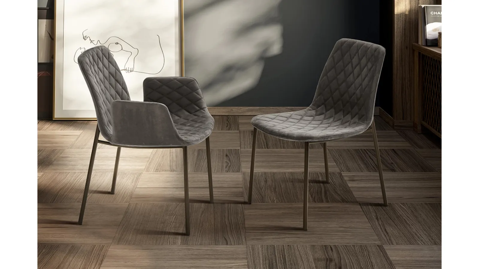 Lenny quilted fabric chair by Eforma