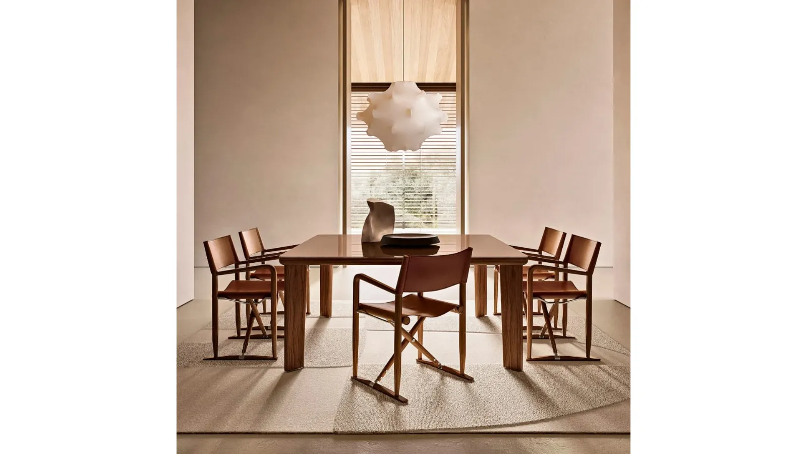 Luchino Chair in Leather and Solid Wood by Flexform