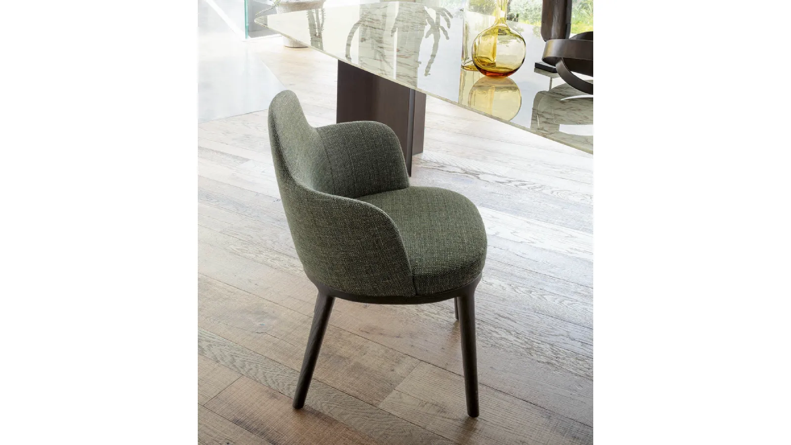 Upholstered chair with wooden structure Lucylle by Lema