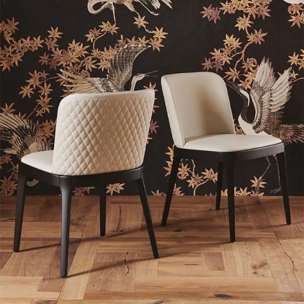 Magda Couture leather chair with quilted backrest by Cattelan Italia