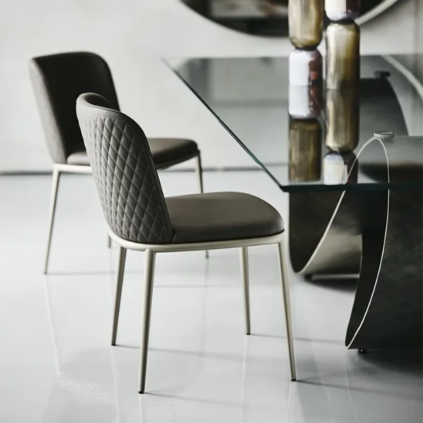 Magda ML Couture leather chair with quilted backrest by Cattelan Italia