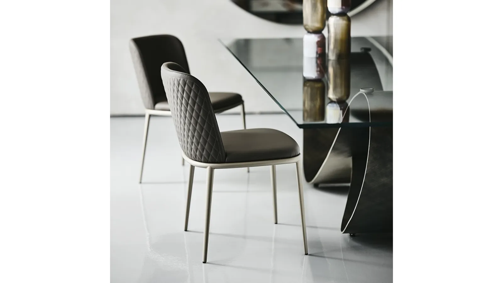 Magda ML Couture leather chair with quilted backrest by Cattelan Italia