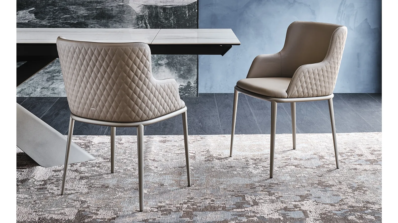 Leather chair with armrests and quilted backrest Magda ML Couture by Cattelan Italia