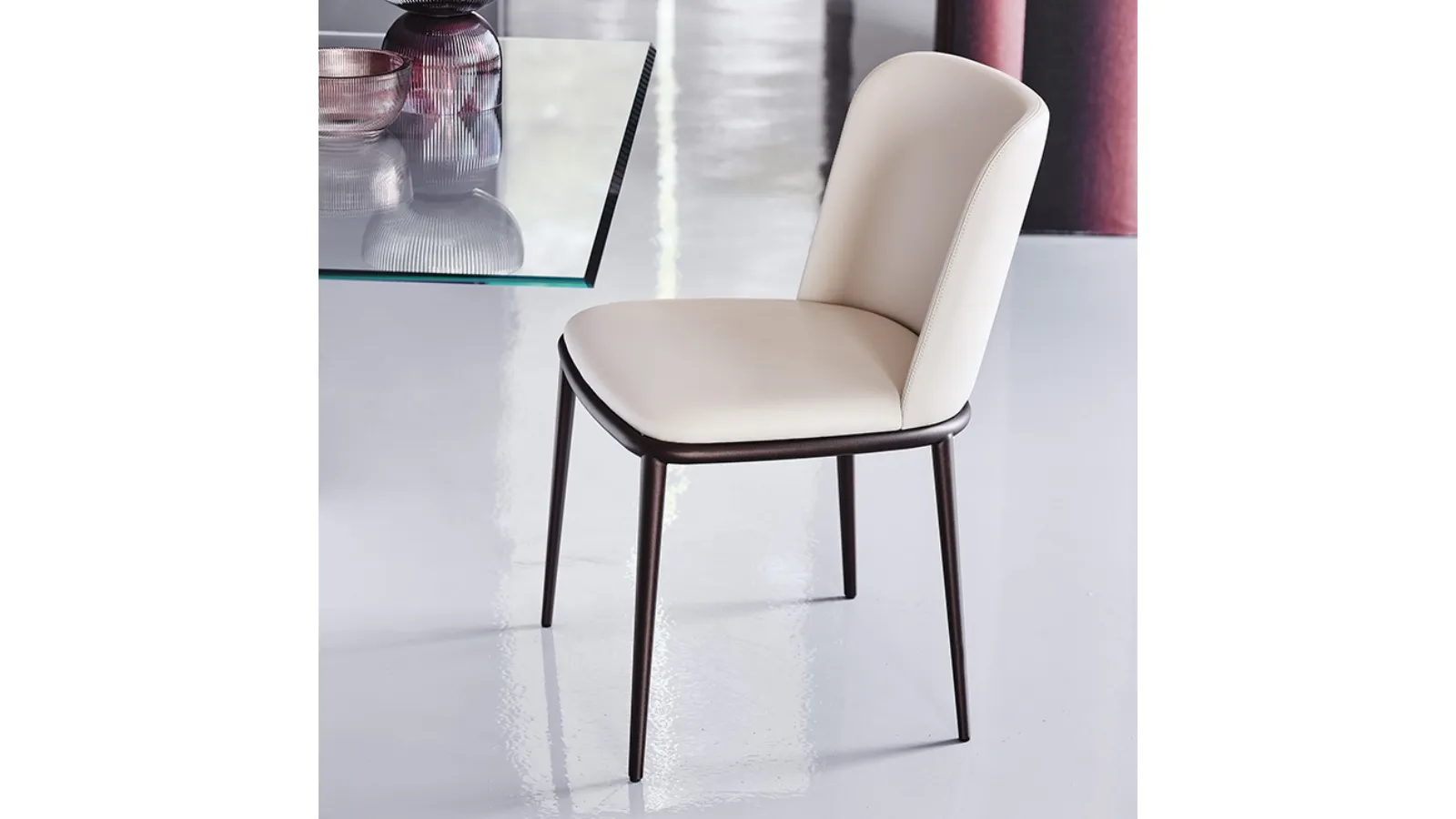 Magda ML armless leather chair with metal frame by Cattelan Italia