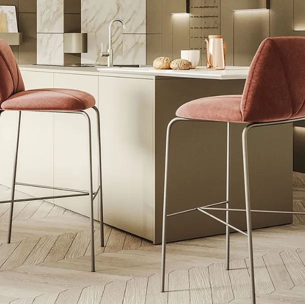 Mantra Stool in velvet with metal legs by Ronda Design