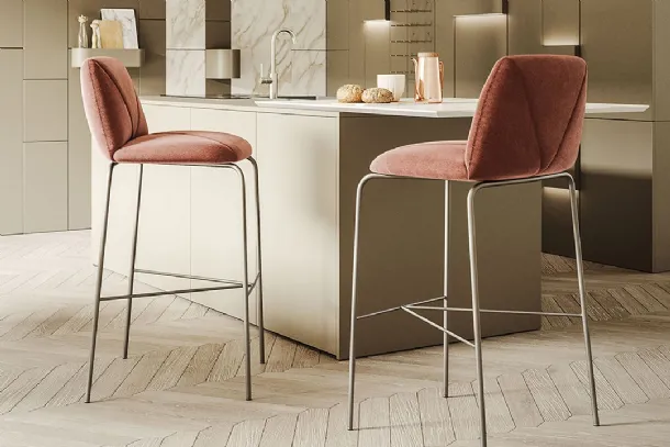 Mantra Stool in velvet with metal legs by Ronda Design