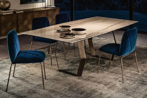 Mantra Velvet Chair with Metal Legs by Ronda Design