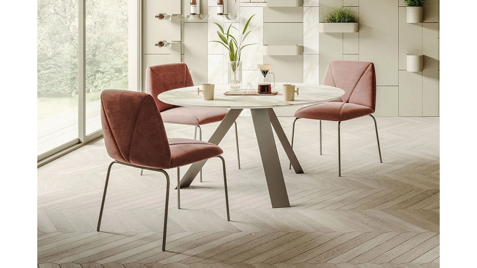 Mantra Chair in velvet with metal legs by Ronda Design