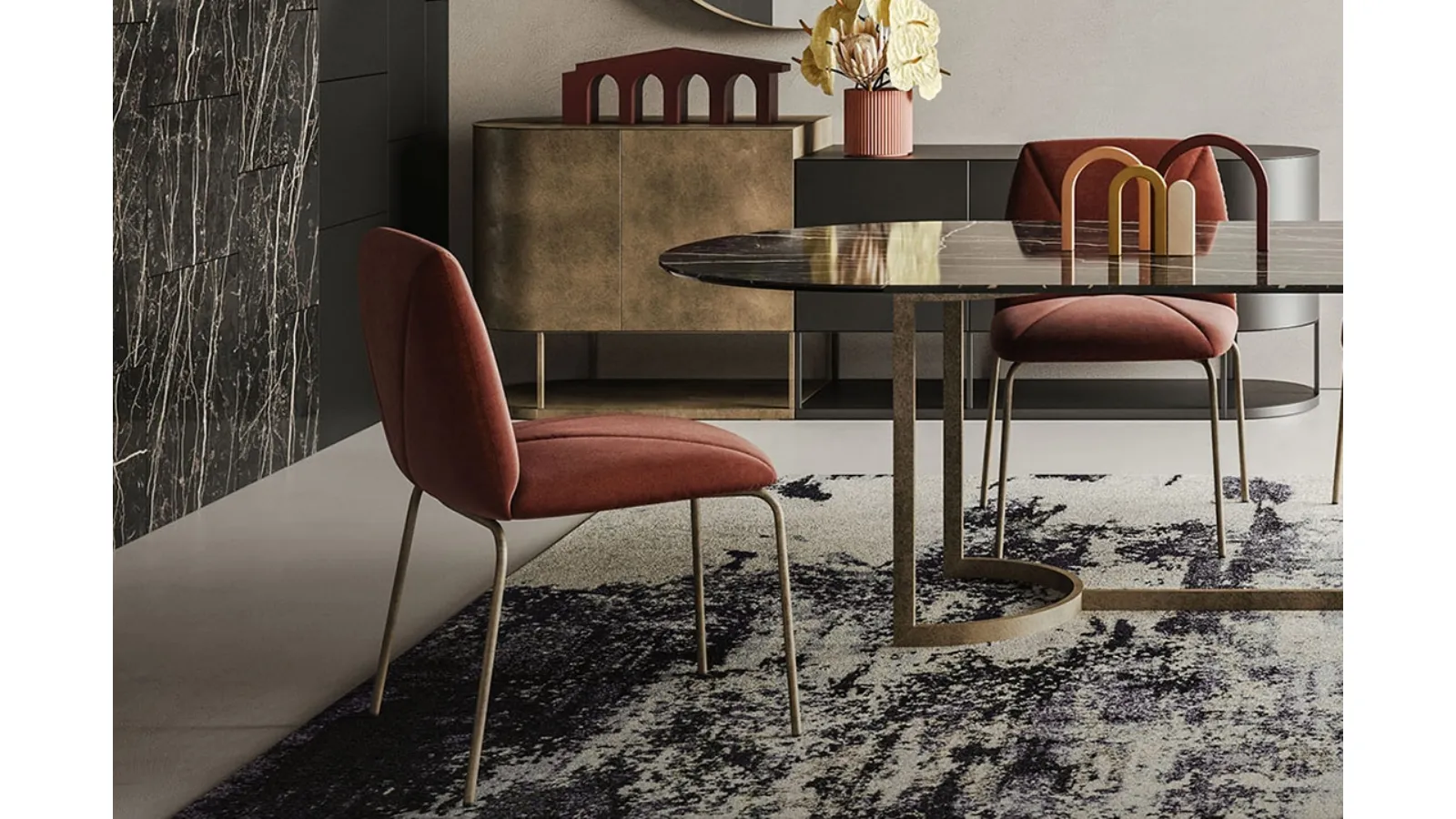 Mantra velvet chair with metal legs by Ronda Design