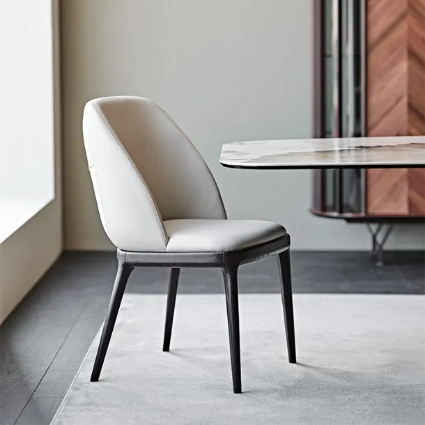 Leather chair with wooden frame Mariel by Cattelan Italia
