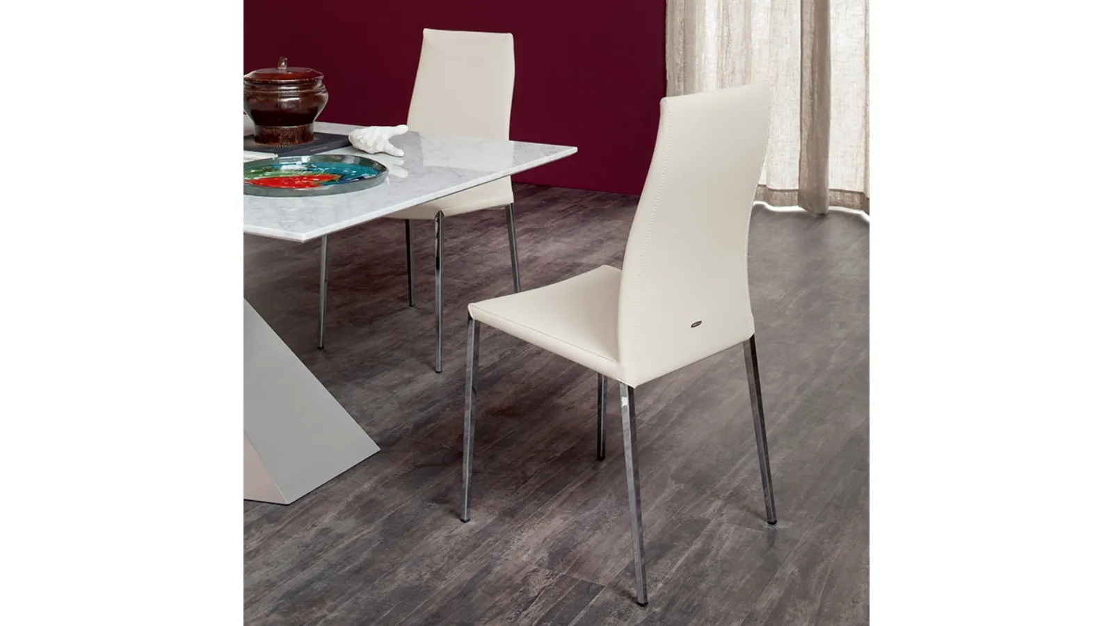 Eco-leather chair with steel frame Maya Flex ML by Cattelan Italia