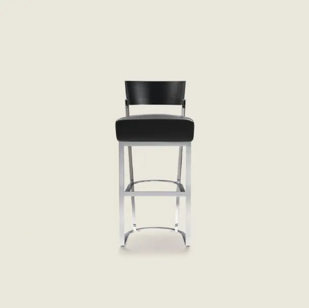 Morgan metal stool with padded leather seat by Flexform